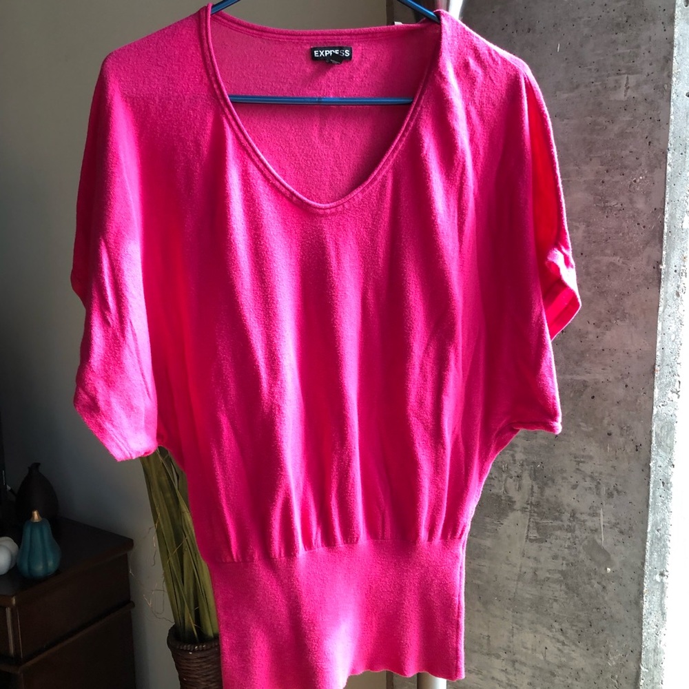 Express Pink Sweater, M, Flutter Sleeves